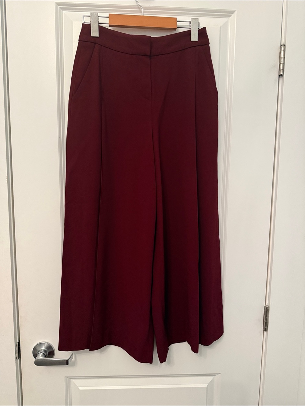 Massimo Dutti A-Line Wide Skirt Pants — Deep Burgundy